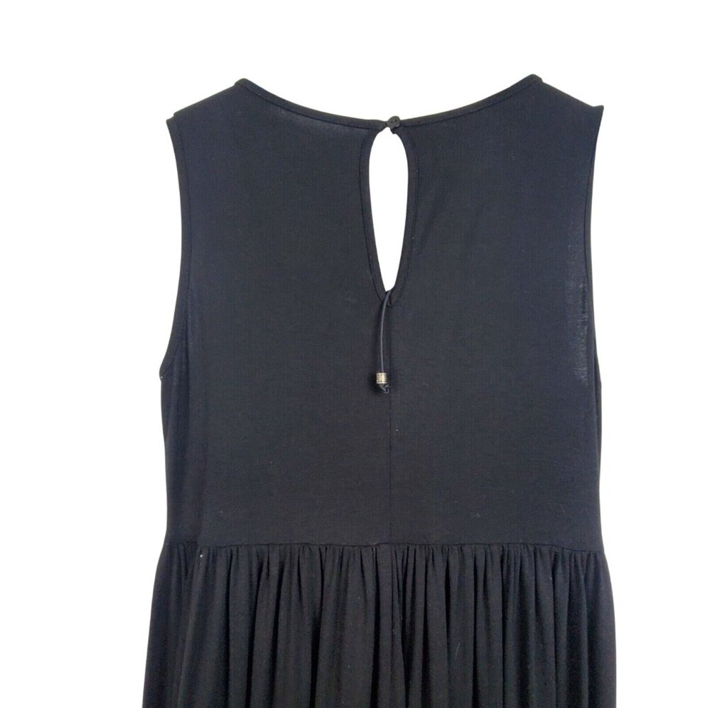 Que Women's Black Drop Crotch Sleeveless Drawstrings V-Neck Jumpsuit Size 6 NWOT - Picture 7 of 10